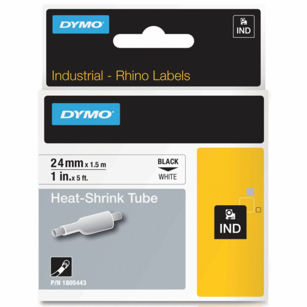 Dymo Rhino Heat-Shrink Tube 24 mm x 1,5 m black to white