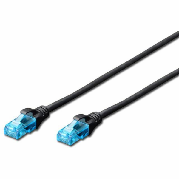 Propojovací šňůra U/UTP kat.5e PVC 0,25m Černá
