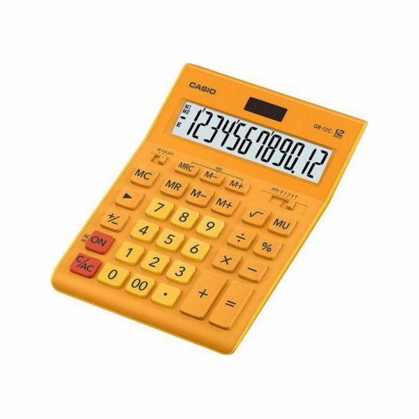 CASIO CALCULATOR GR-12C-RG OFFICE ORANGE 12-DIGIT DISPLAY