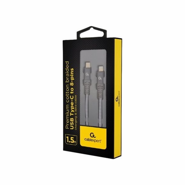 Gembird CC-USB2B-CM8PM-1.5M Lightning, 1,5m, šedý Gembird...