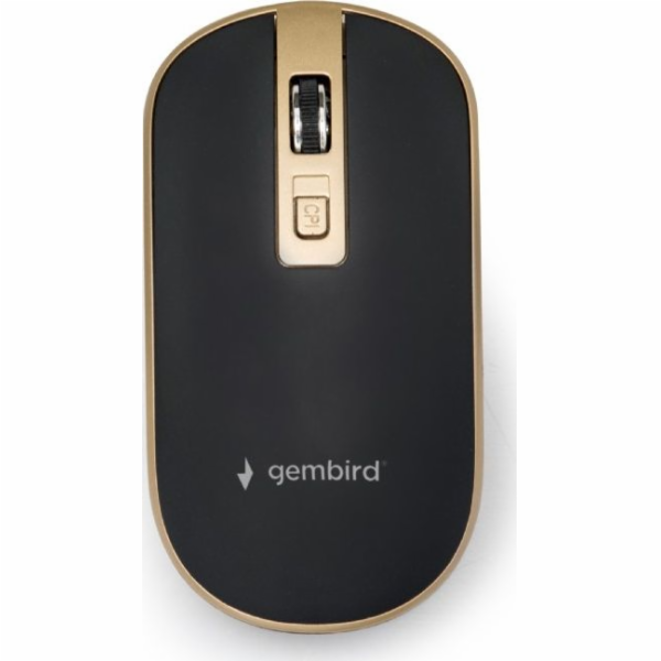 GEMBIRD myš MUSW-4B-06, černo-zlatá, bezdrátová, USB nano...