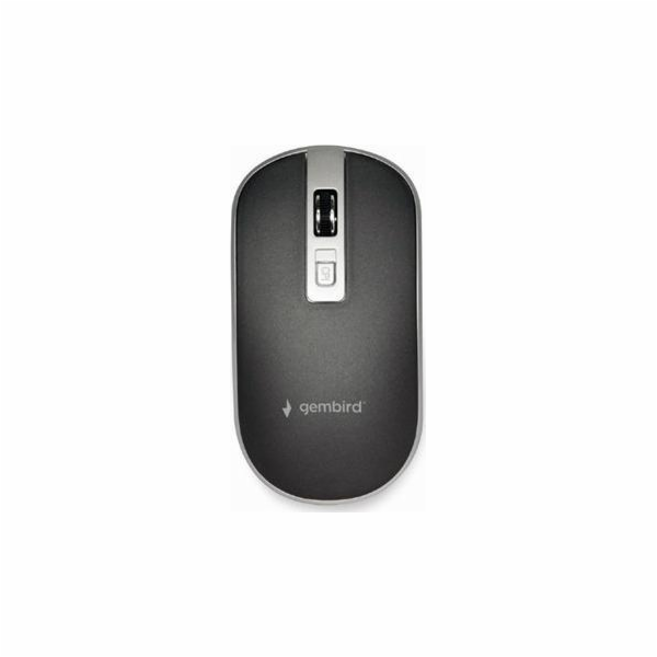 GEMBIRD myš MUSW-4B-06, černo-stříbrná, bezdrátová, USB n...