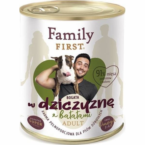 FAMILY FIRST Adult Rabbit with pear - Wet dog food - 800 g