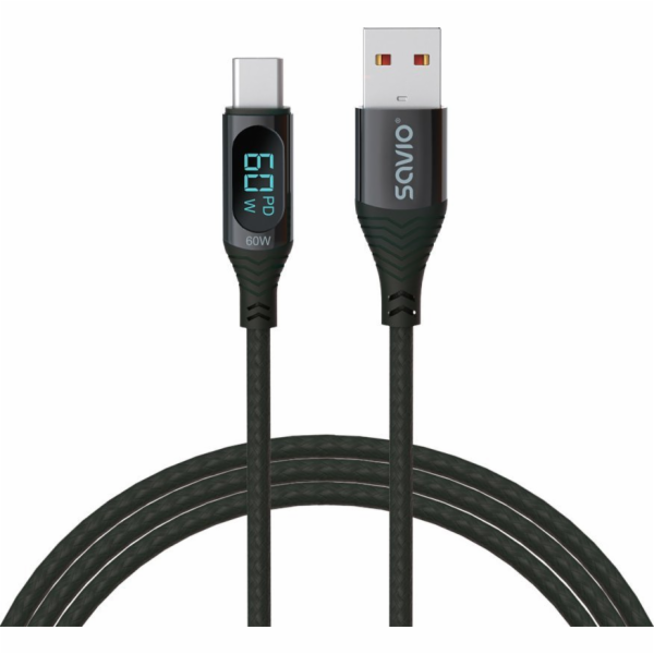 SAVIO USB - USB-C cable with display  CL-172  1 m  black