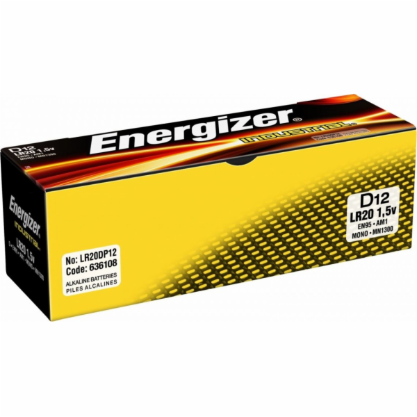 ENERGIZER INDUSTRIAL PRO D LR20 1.5V BATTERIES 12 PCS