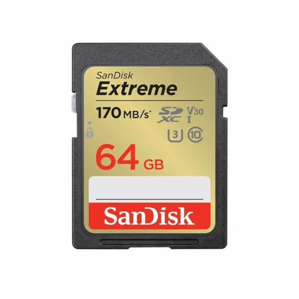 Paměťová karta Sandisk Extreme 64GB SDXC 170MB/s & 80MB/s...