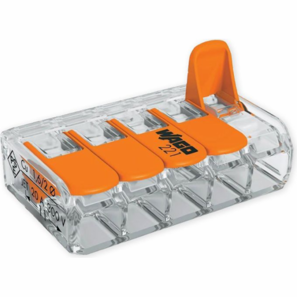 Wago Univerzální konektor 5x4mm2 transparentní oranžový s...