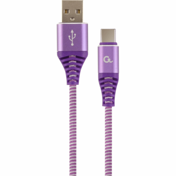 USB 2.0 - Type C (AM/CM) Textile Braided Cable 2m Purple-...