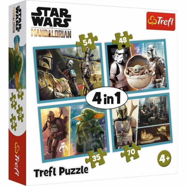 Trefl Puzzle 4v1 Mandalorian a jeho svět Star Wars