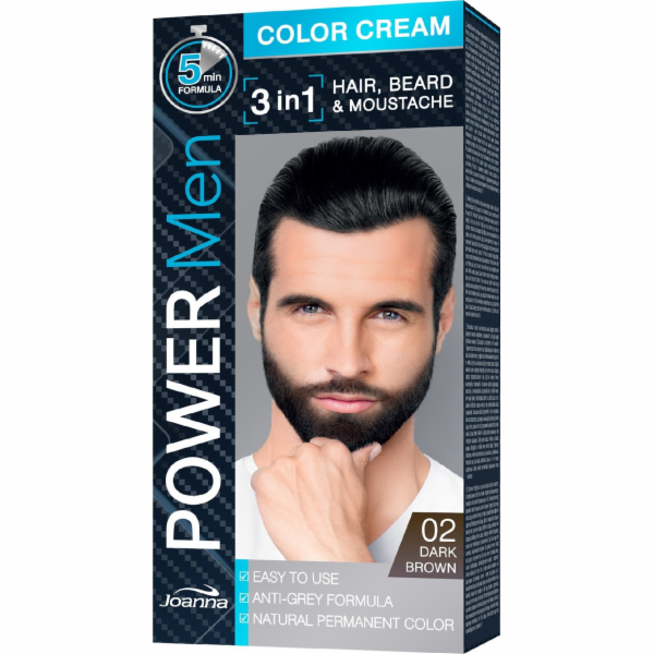 Joanna Power Men Color Krémová barva 3v1 č. 02 Tmavě hnědá