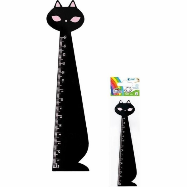 Fiorello Dřevěné pravítko 15cm kočka černé FIORELLO