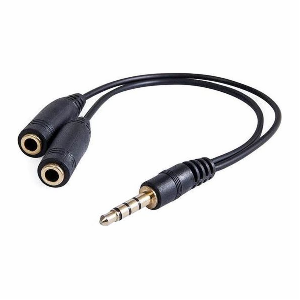 Kabel Jack 3,5mm - Jack 3,5mm x2 0,2m černý