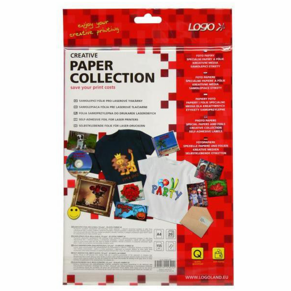 Logo -adhezivní papír, bílé, lesk, A4, 155 g/m2, 20 listů...