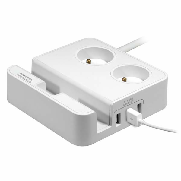 Logo 2 zásuvky, 3x USB, se stojanem na telefon (1017270)