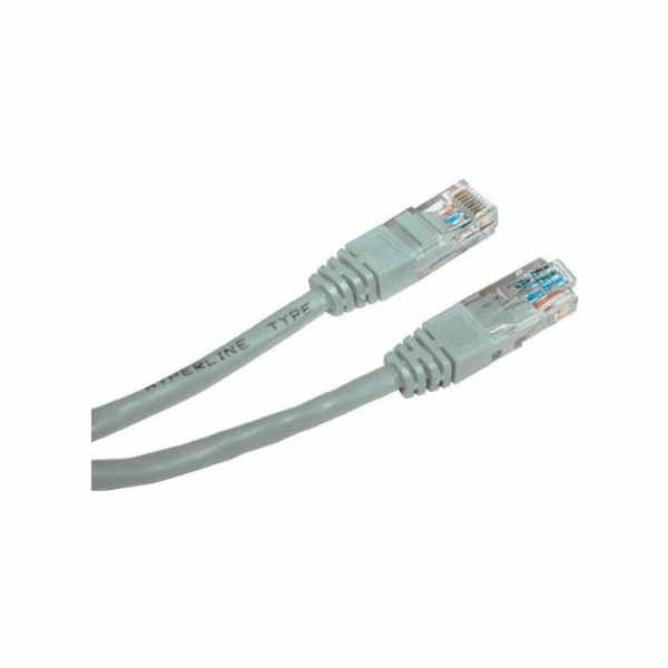 Patchcord s logem, UTP, Cat.5e, RJ45 M/2m, nestíněný, šedý