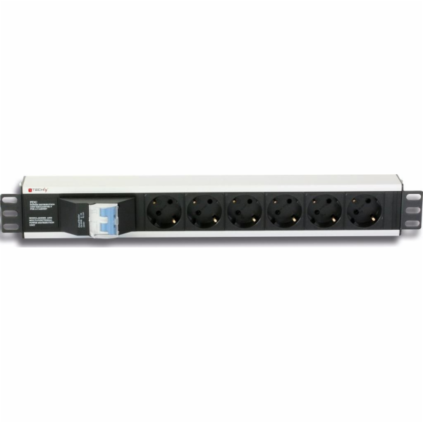 Techly Power strip 19 1.5U, 250V, 16A, 6x Schuko, 3m, ins...