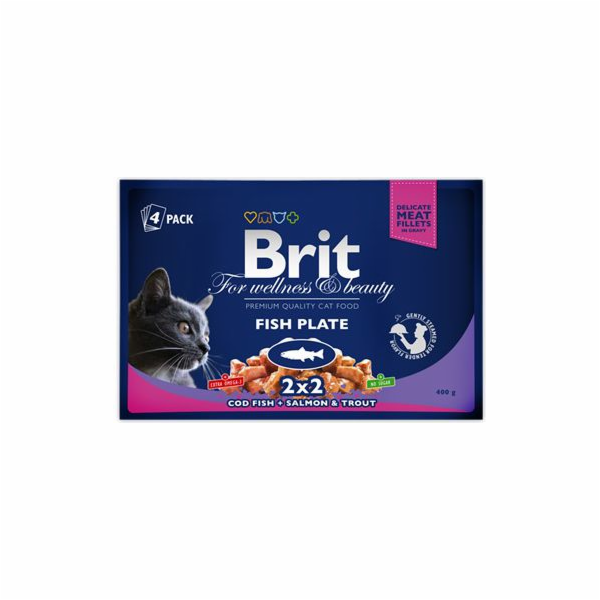 Brit Premium Cat Pouches Fish Plate 400g (4x100g) kapsičk...