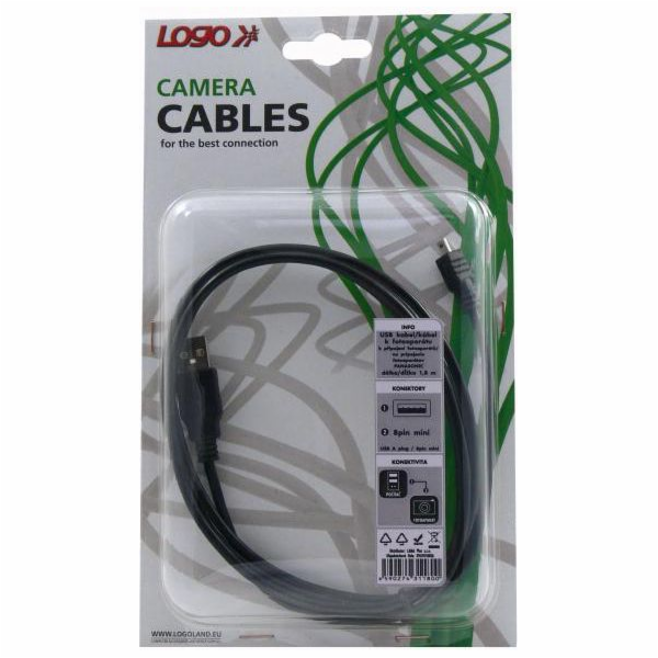 Logo kabelu USB USB-A – miniUSB 1,8 m černý (31180)