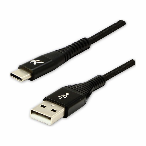 Kabel USB Logo USB-A - USB-C 1 m Černý