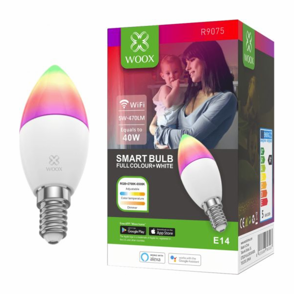 Woox SMART LED WI-FI BAREVNÁ ŽÁROVKA RGBW 5W E14 470LM