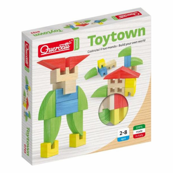 Quercetti Dřevěné kostky Toytown 15 ks. (040-0703)