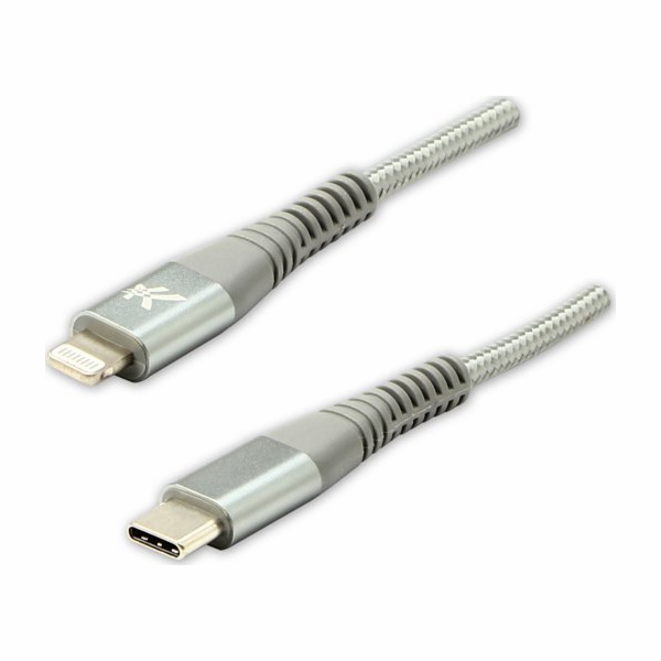 Logo USB USB-C - Lightning kabel 2 m stříbrný