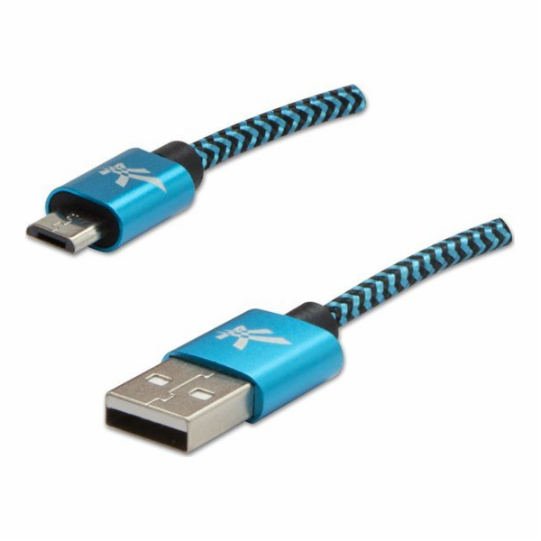 USB kabel Logo USB-A - microUSB 1 m Modrý