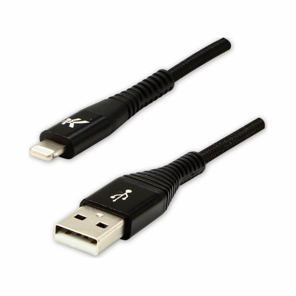 USB kabel Logo USB-A - Lightning 2 m černý