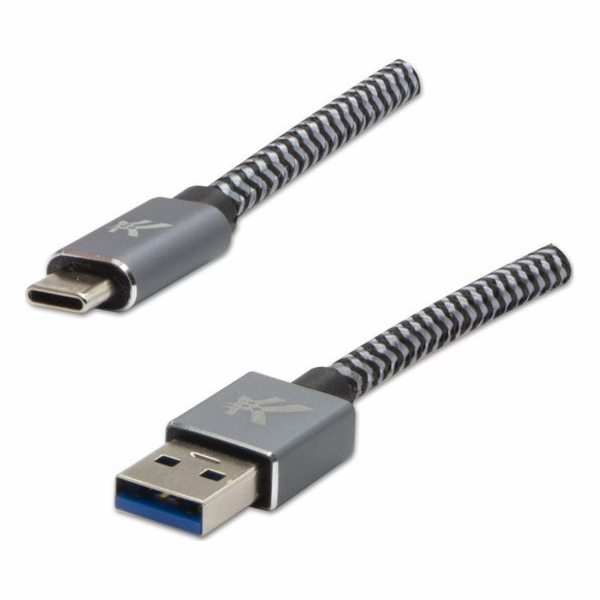 Kabel USB Logo USB-A - USB-C 1 m Černá a šedá