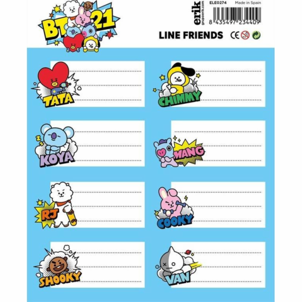 BT21 Line Friends BT21 - Sada 16 samolepek na sešity / knihy