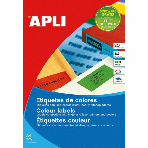 Etikety Apli Color APLI, 210x297mm, obdélníkové, modré, 2...