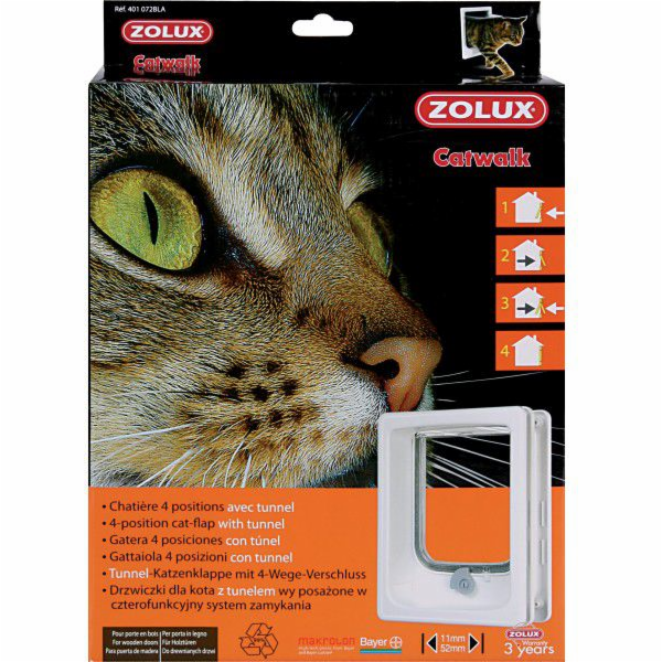 Dvířka Zolux Cat s tunelem pro dřevěná dvířka - bílá