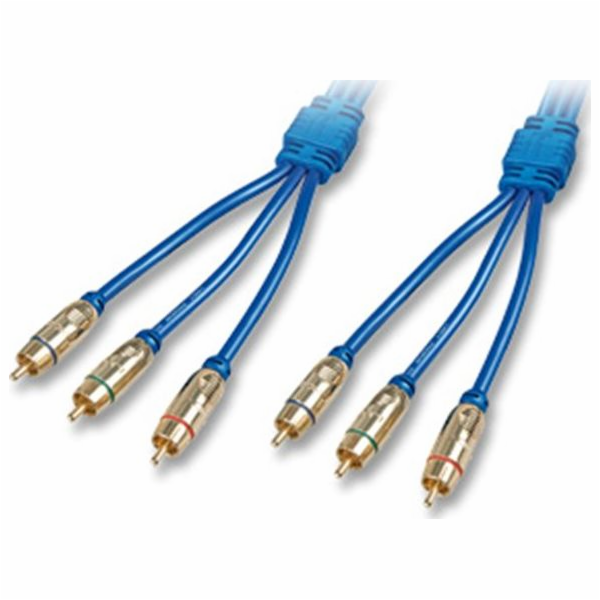 Lindy RCA (Cinch) x3 - RCA (Cinch) x3 kabel 10m modrý