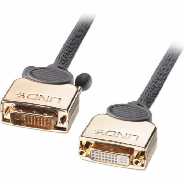Kabel Lindy DVI-D - DVI-D 3m zlatý