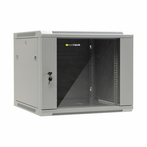 Závěsná skříň NetRack 19, 9U/600x600mm - šedá, prosklená ...