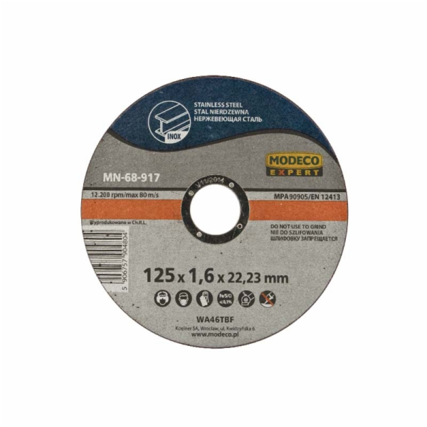 Modeco Řezací kotouč na nerez 125mm 25ks. - MN-68-917