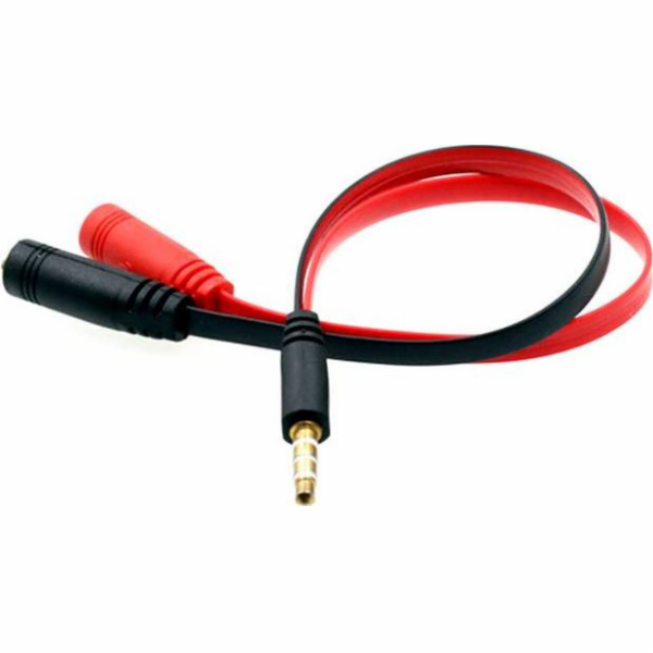 Kabel Mozos Jack 3,5 mm - Jack 3,5 mm x 2 0,2 m červený (...