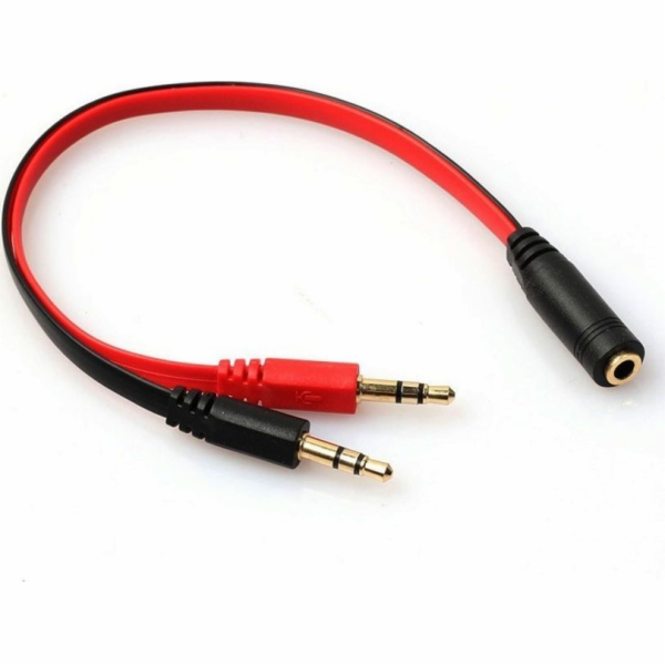 Kabel Mozos Jack 3,5 mm - Jack 3,5 mm x 2 0,2 m červený (...