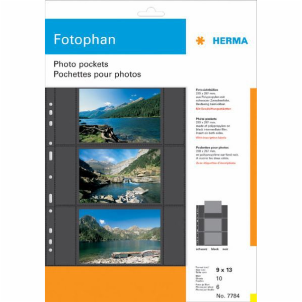 Herma Foto trička 9x13cm - černá, 10 ks horizontální 7784