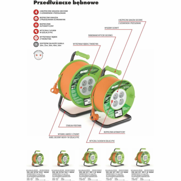 Acar Prodlužovací šňůra M01950 20m oranžová