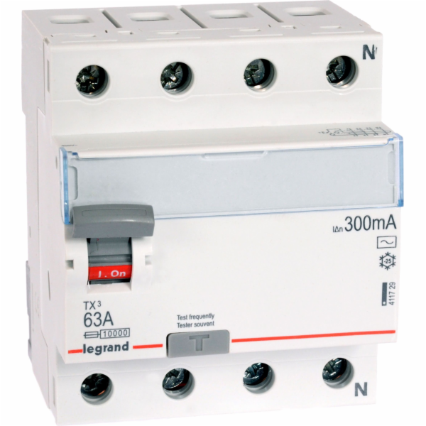 Legrand RCD 4P 63A 0,3A typ AC P304 - 411729