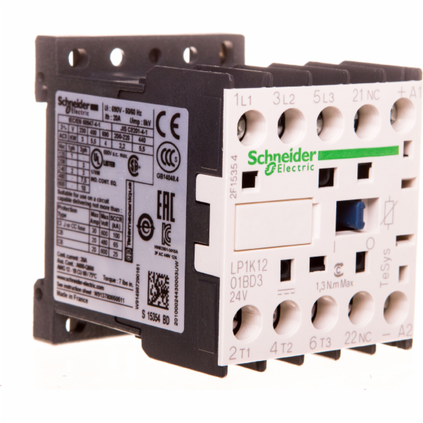 Stykač Schneider 12A 3P 24V DC 0N 1R (LP1K1201BD3)