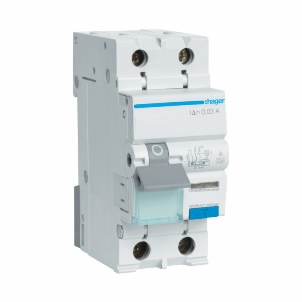 Hager Polo Zbytkový jistič 1+N 10A C 0,03A AC ADC960D