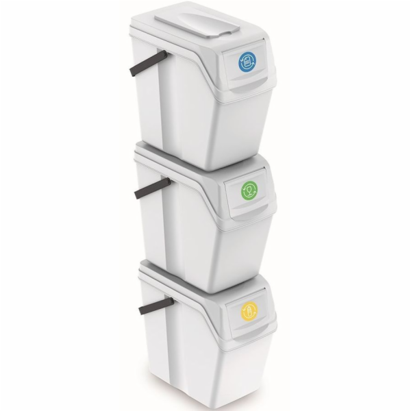 Koš na tříděný odpad 3x25 l stohovatelný bílý