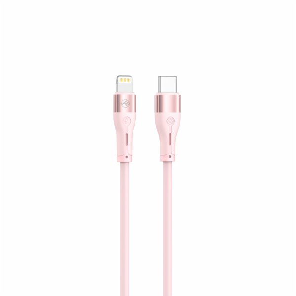 Silikonový kabel Tellur Type-C na Lightning PD30W 1m růžový