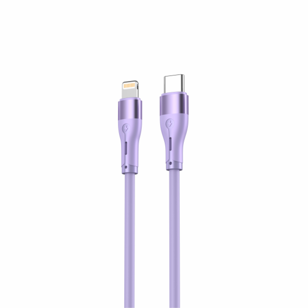 Silikonový kabel Tellur Type-C na Lightning PD30W 1m fialový