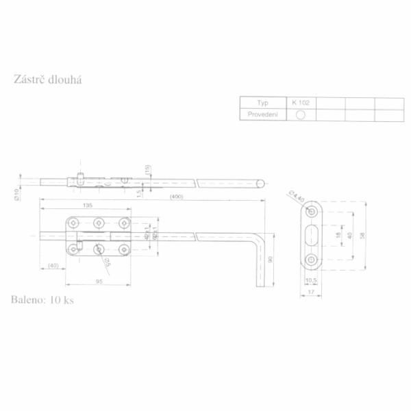 Zástrč dlouhá zinek K102