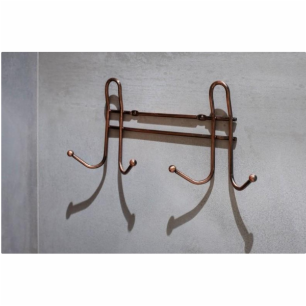 Háček nástěnný 2 dvojháčky měď antik
