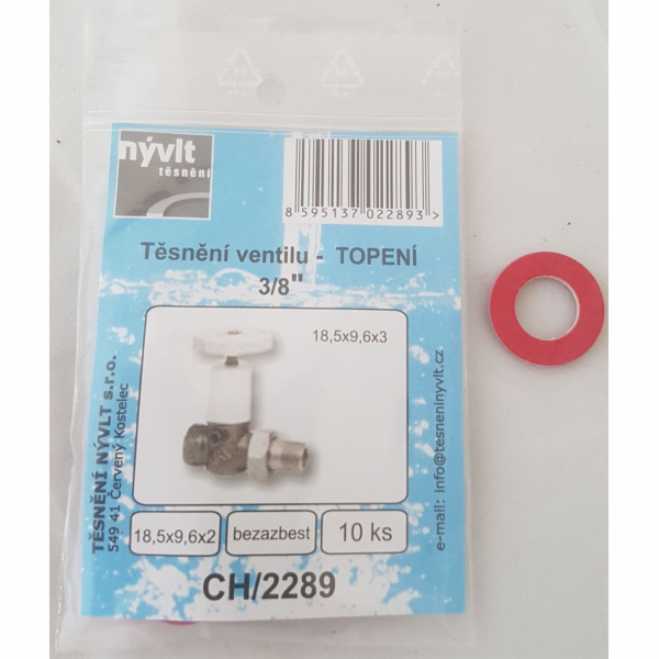 Těsnění  sada 10 ks 3/8 18,5x9,6x2 topenářské šroubení