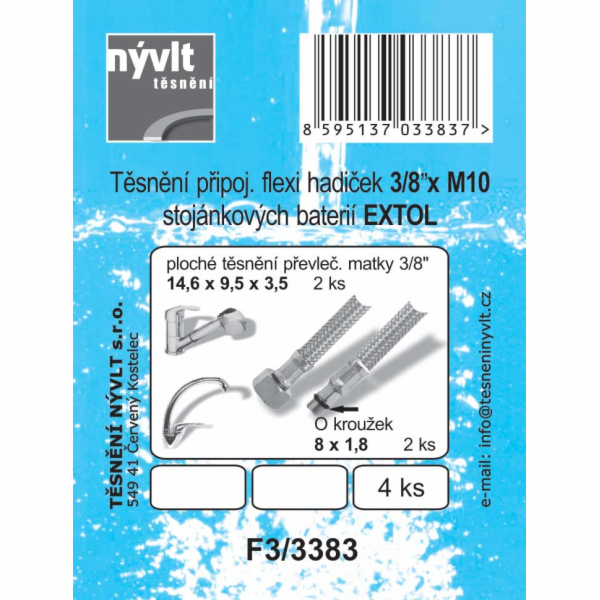 Těsnění flexi hadiček 3/8xM10 stojánkových baterií Extol-